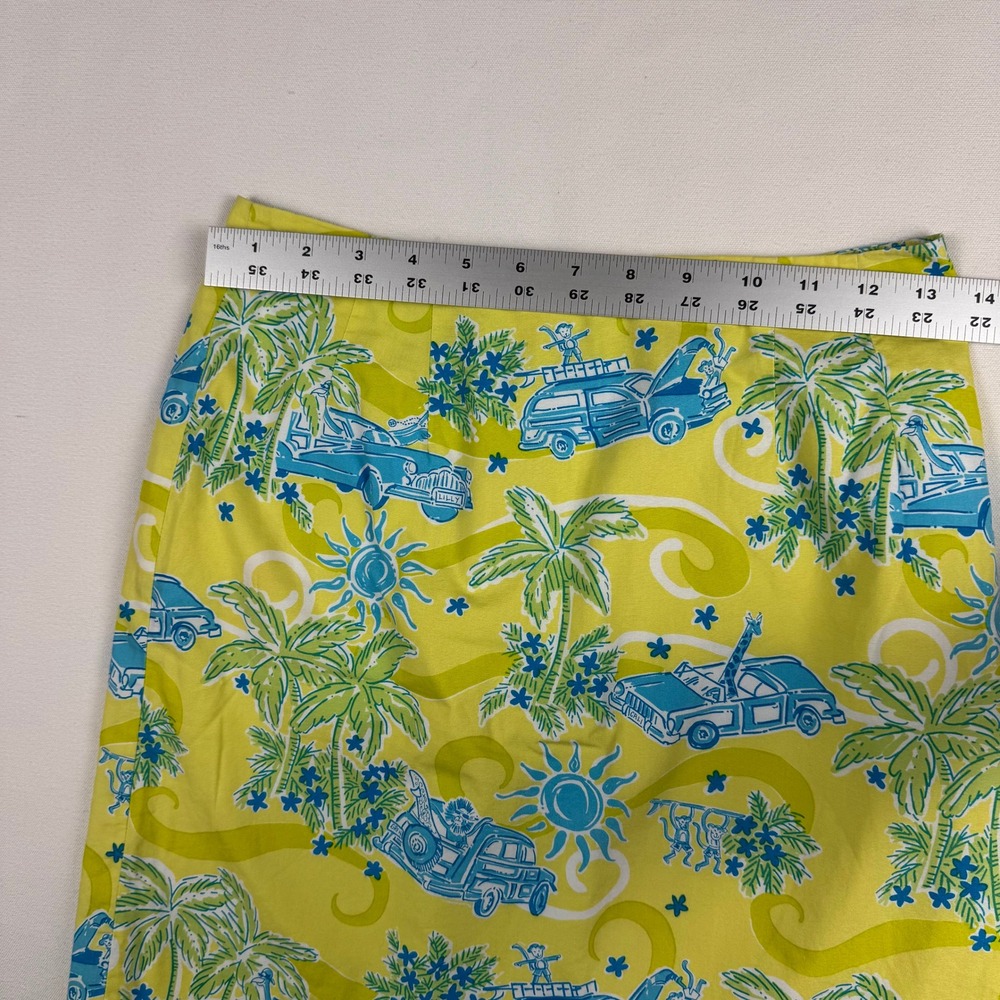 Lilly Pulitzer Mini Skirt Women 2P Yellow Blue Crusin Print A-Line Tropical - Picture 6 of 9